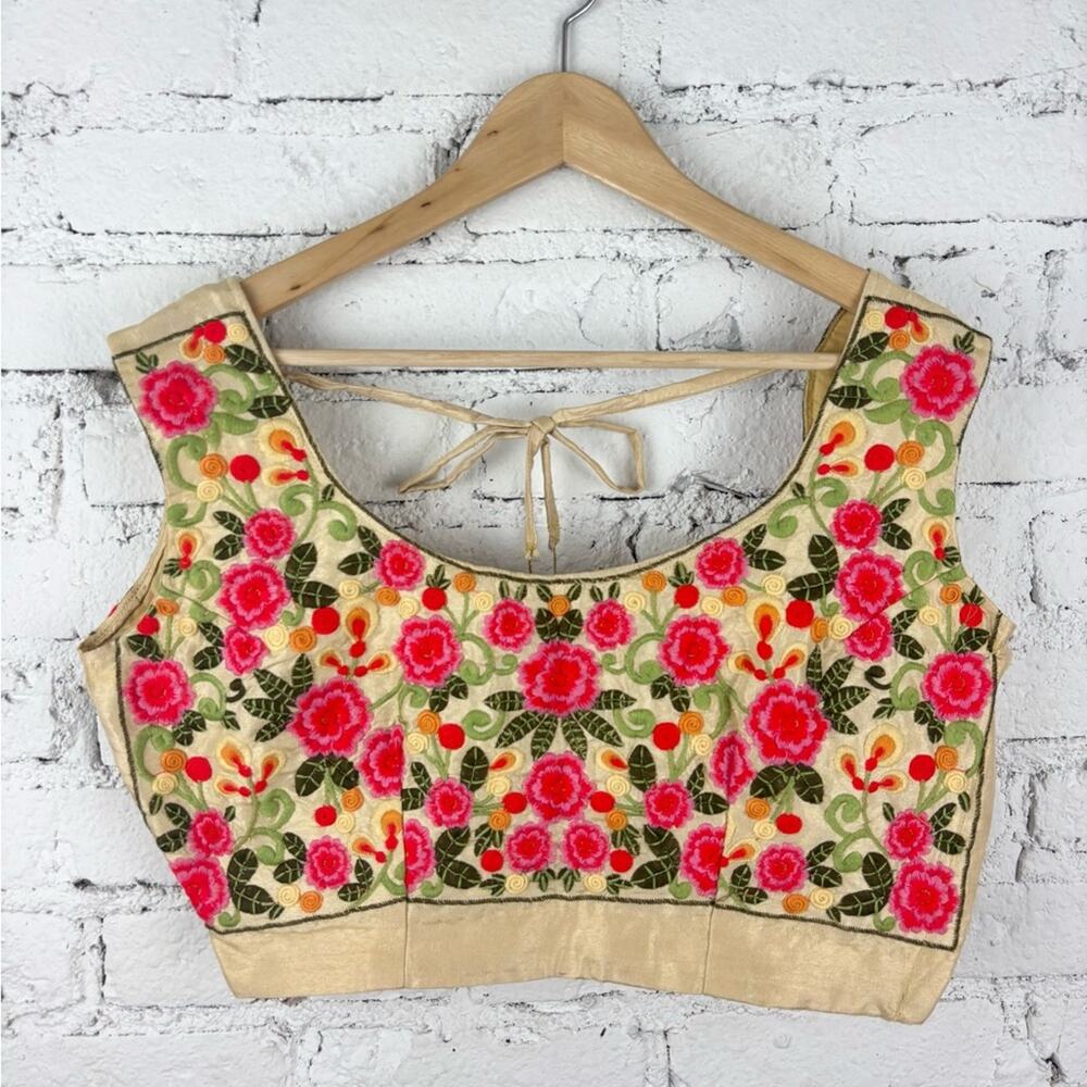 Indian Saree Choli Blouse Floral Embroidered